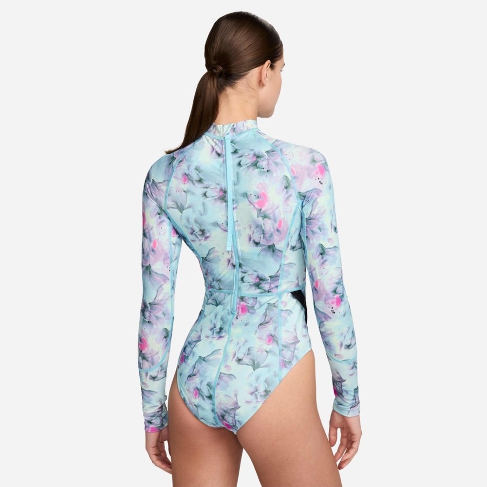 Nike Swim HydraLock Fusion Long Sleeve Rash Guard One Piece Swimsuit Blue XL - Picture 3 of 10